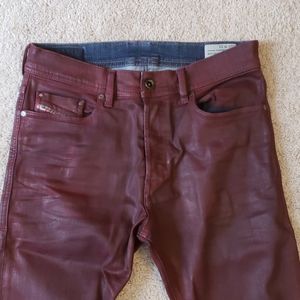 Men's red wax coated diesel jeans size 31
